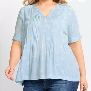 Market & Spruce Sky Blue Floral Blouse